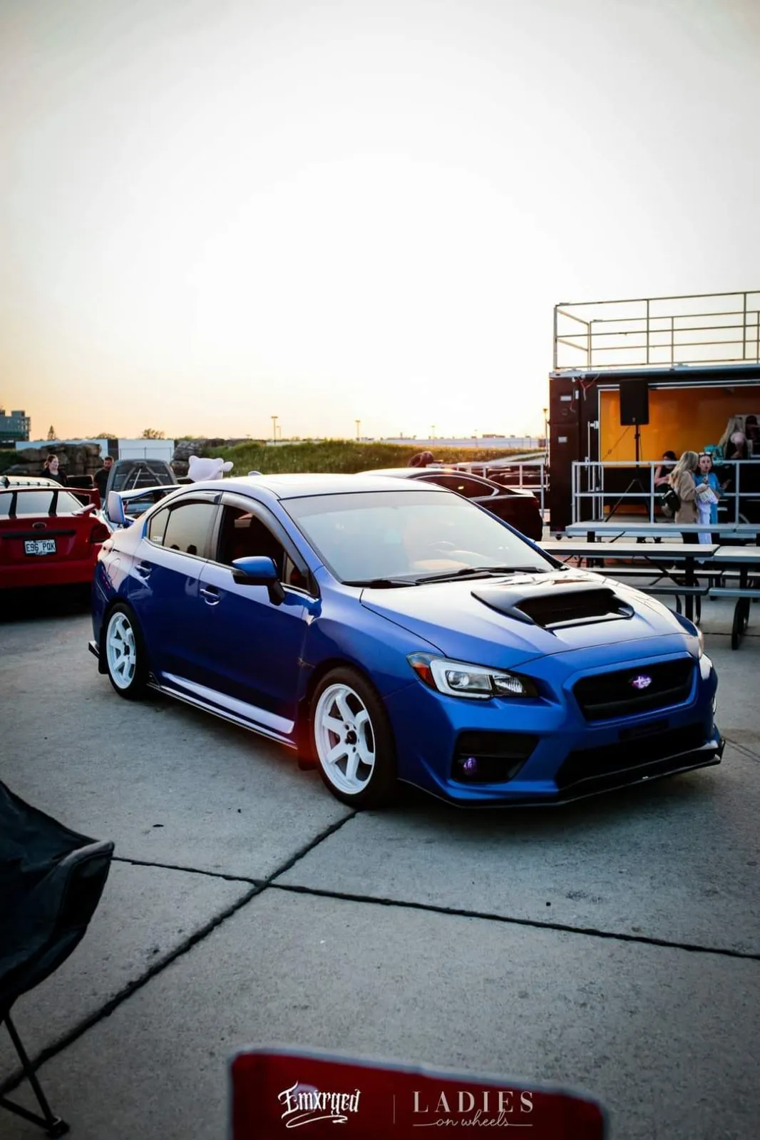 2016 STI in front of the LowShow 2023 stage